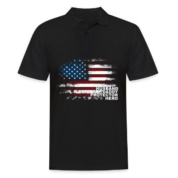 États-Unis Mari Papa Protecteur Héros - Polo Homme - noir - Devant - Kai (181cm)