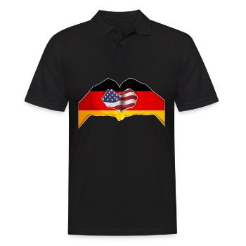 USA Germany Heart - Dual Citizenship Design - Männer Poloshirt - Schwarz - Vorne - Kai (181cm)