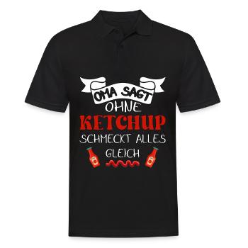 Oma sagt ohne Ketchup schmeckt alles gleich - Männer Poloshirt - Schwarz - Vorne - Kai (181cm)