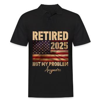 Retraité 2025 - plus mon problème - Polo Homme - noir - Devant - Kai (181cm)