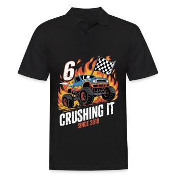 6. Geburtstag Monstertruck – Crushing It 2019 - Männer Poloshirt - Schwarz - Vorne - Kai (181cm)