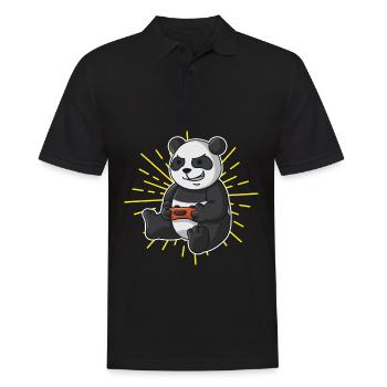 Gamer Panda Nur noch eine Runde Gaming mit Leidens - Männer Poloshirt - Schwarz - Vorne - Kai (181cm)