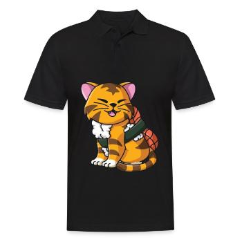 Sushi tigre chat japonais sushi dames - Polo Homme - noir - Devant - Kai (181cm)
