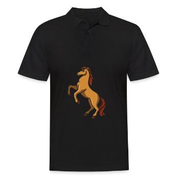 Pferd Mädchen Pferd Damen Reiterin für kinder 140 - Männer Poloshirt - Schwarz - Vorne - Kai (181cm)