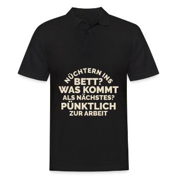 Nüchtern ins Bett Bier Lustig Nüchtern ins Bett - Männer Poloshirt - Schwarz - Vorne - Kai (181cm)