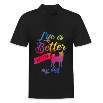 Hund mein Hund Leben das Leben ist besser mit Hund - Männer Poloshirt - Schwarz - Vorne - Kai (181cm)