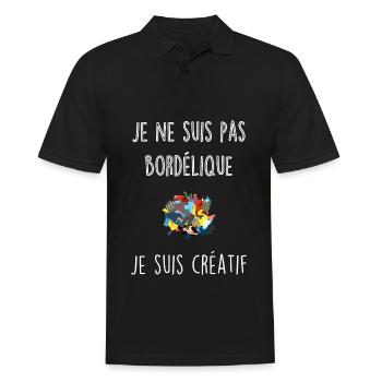 Je ne suis pas bordélique, je suis créatif - Polo Homme - noir - Devant - Kai (181cm)