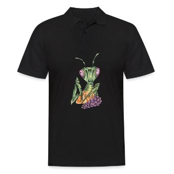Gottesanbeterin I Fangschrecke Mantis Insekt Motiv - Männer Poloshirt - Schwarz - Vorne - Kai (181cm)