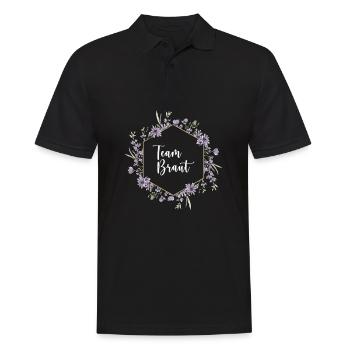 Lavendel I Team Braut Blumenkranz Hochzeit Boho - Männer Poloshirt - Schwarz - Vorne - Kai (181cm)