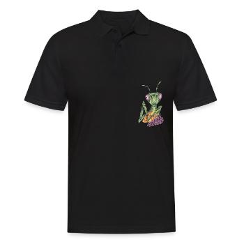 Gottesanbeterin I Fangschrecke Mantis Insekt Motiv - Männer Poloshirt - Schwarz - Vorne - Kai (181cm)