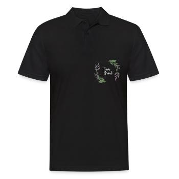 Lavendel I Team Braut Blumenkranz Hochzeit Boho - Männer Poloshirt - Schwarz - Vorne - Kai (181cm)