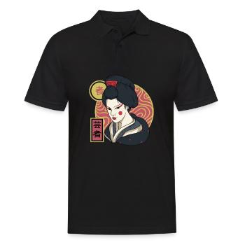 Geisha I Japan Girl Anime Motif for Japanese - Men's Polo Shirt - black - Front - Kai (181cm)