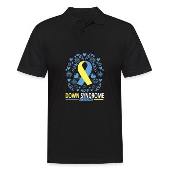 Sensibilisation au syndrome de Down I Ruban jaune bleu T21 - Polo Homme - noir - Devant - Kai (181cm)