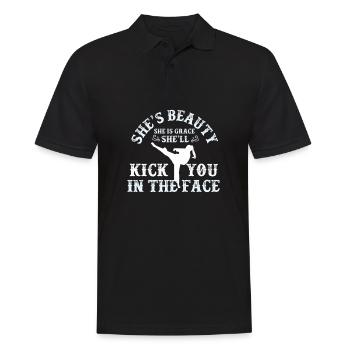 She Is Beauty She Is Grace She Will Kick You In - Männer Poloshirt - Schwarz - Vorne - Kai (181cm)