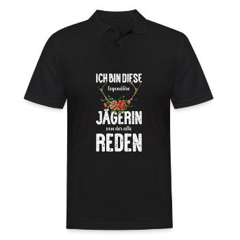 Jägerin I Jagd jagen Motiv zum bestandenen - Männer Poloshirt - Schwarz - Vorne - Kai (181cm)