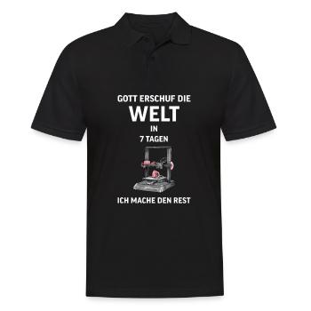 3D Druck Printing CAD PLA Filament 3d drucken - Männer Poloshirt - Schwarz - Vorne - Kai (181cm)
