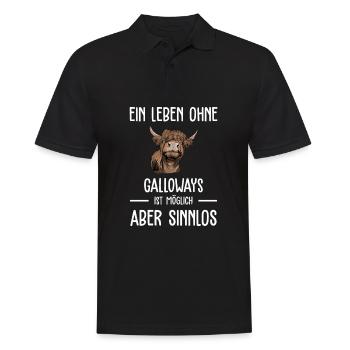 Galloway Rind I Schottland Rinderzucht Geschenk - Männer Poloshirt - Schwarz - Vorne - Kai (181cm)