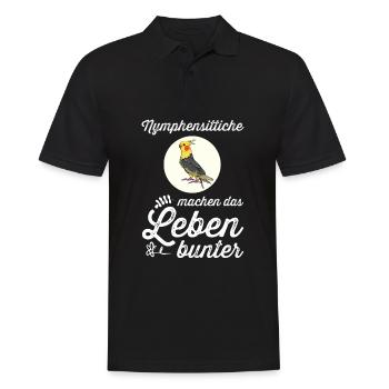 Nymphensittich I Papagei Kakadu Motiv für Vogel - Männer Poloshirt - Schwarz - Vorne - Kai (181cm)