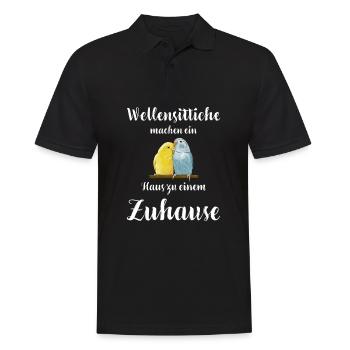 Wellensittich I Sittich Vogel Budgie Motiv für - Männer Poloshirt - Schwarz - Vorne - Kai (181cm)