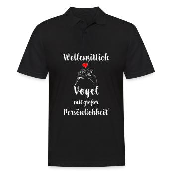 Wellensittich I Sittich Vogel Budgie Motiv für - Männer Poloshirt - Schwarz - Vorne - Kai (181cm)