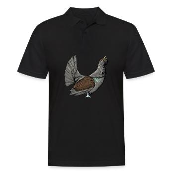 Capercaillie I Poulet Motif de grand tétras pour chasseur - Polo Homme - noir - Devant - Kai (181cm)