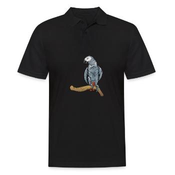 Motif de perroquet gris I pour porte-oiseau - Polo Homme - noir - Devant - Kai (181cm)