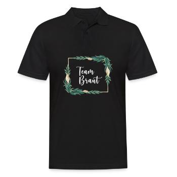 Team Braut I Blumenkranz Hochzeit Boho Stil - Männer Poloshirt - Schwarz - Vorne - Kai (181cm)