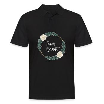 Team Braut I Blumenkranz Hochzeit Boho Stil - Männer Poloshirt - Schwarz - Vorne - Kai (181cm)
