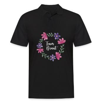 Team Braut I Blumenkranz Hochzeit Boho Stil - Männer Poloshirt - Schwarz - Vorne - Kai (181cm)