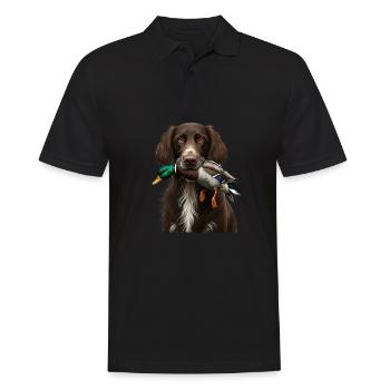 Deutsch Langhaar I Jagdhund Vorstehhund Motiv für - Männer Poloshirt - Schwarz - Vorne - Kai (181cm)