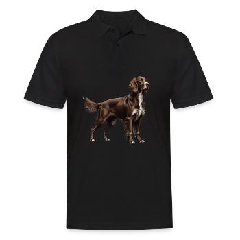 Deutsch Langhaar I Jagdhund Vorstehhund Motiv für - Männer Poloshirt - Schwarz - Vorne - Kai (181cm)