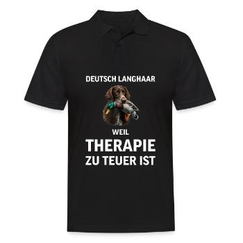 Deutsch Langhaar I Jagdhund Vorstehhund Motiv für - Männer Poloshirt - Schwarz - Vorne - Kai (181cm)