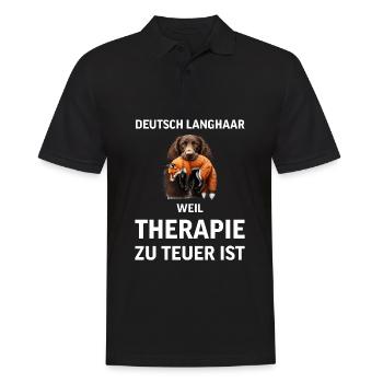 Deutsch Langhaar I Jagdhund Vorstehhund Motiv für - Männer Poloshirt - Schwarz - Vorne - Kai (181cm)