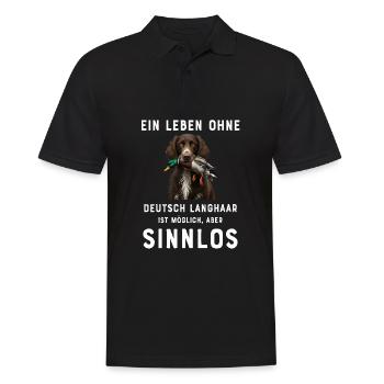 Deutsch Langhaar I Jagdhund Vorstehhund Motiv für - Männer Poloshirt - Schwarz - Vorne - Kai (181cm)