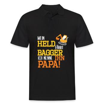 Bagger Held Papa Vater Geschenk zum Geburtstag - Männer Poloshirt - Schwarz - Vorne - Kai (181cm)