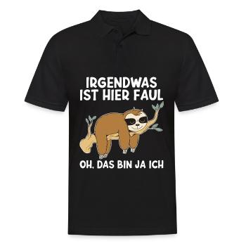 Irgendwas ist hier faul Faultier Faulenzer - Männer Poloshirt - Schwarz - Vorne - Kai (181cm)