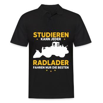 Studieren kann jeder Radlader fahren nur Besten - Männer Poloshirt - Schwarz - Vorne - Kai (181cm)