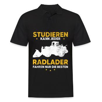 Studieren kann jeder Radlader fahren nur Besten - Männer Poloshirt - Schwarz - Vorne - Kai (181cm)
