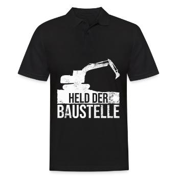 Held der Baustelle Baggerfahrer Bauarbeiter - Männer Poloshirt - Schwarz - Vorne - Kai (181cm)