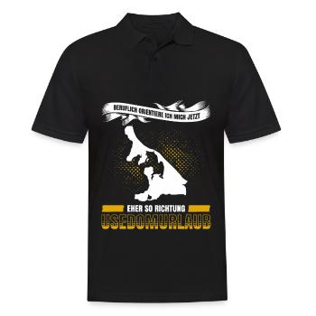 Beruflich Orientiere Ich Mich Nach Usedomurlaub - Männer Poloshirt - Schwarz - Vorne - Kai (181cm)