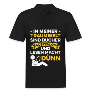 In Meiner Traumwelt Sind Bücher Kostenlos Lustig - Männer Poloshirt - Schwarz - Vorne - Kai (181cm)