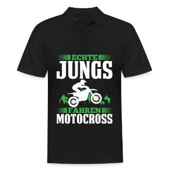 Echte Jungs Fahren Motocross Enduro MX Fahrer - Männer Poloshirt - Schwarz - Vorne - Kai (181cm)