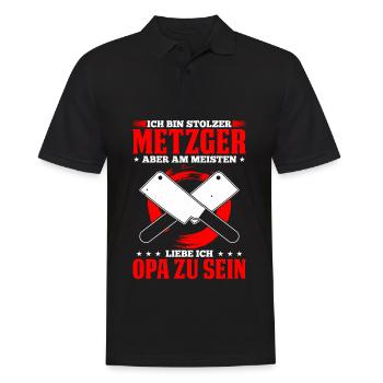 Ich Bin Stolzer Metzger Aber Am Meisten Opa - Männer Poloshirt - Schwarz - Vorne - Kai (181cm)