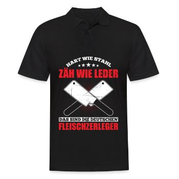 Hart Wie Stahl Zäh Wie Leder Fleischzerleger - Männer Poloshirt - Schwarz - Vorne - Kai (181cm)