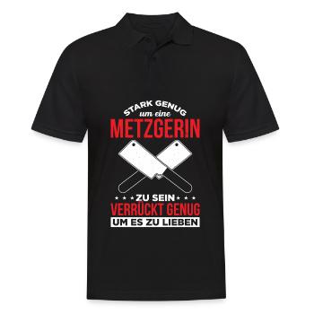 Stark Genug Um Eine Metzgerin Zu Sein Verrückt - Männer Poloshirt - Schwarz - Vorne - Kai (181cm)