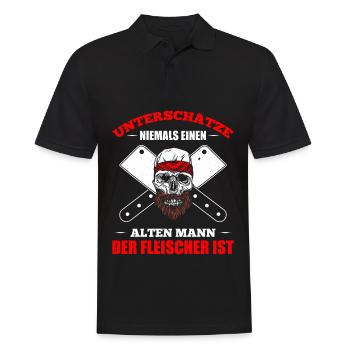 Unterschätze Niemals Alten Mann Der Fleischer Ist - Männer Poloshirt - Schwarz - Vorne - Kai (181cm)