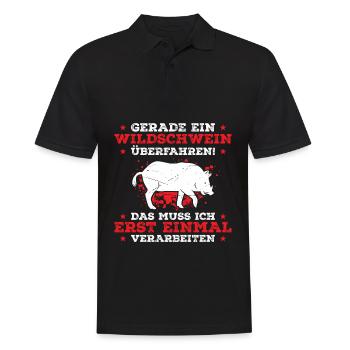 Gerade Ein Wildschwein Überfahren Verarbeiten - Männer Poloshirt - Schwarz - Vorne - Kai (181cm)