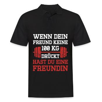 Freund Keine 100 KG Drückt Hast Du Eine Freundin - Männer Poloshirt - Schwarz - Vorne - Kai (181cm)