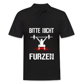 Bitte Nicht Furzen Fitness Bodybuilding Sport - Männer Poloshirt - Schwarz - Vorne - Kai (181cm)