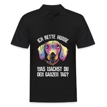 Ich rette Hunde. Was Machst Du Den Ganzen Tag? - Männer Poloshirt - Schwarz - Vorne - Kai (181cm)